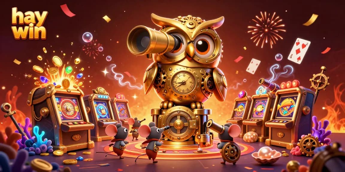 Experience the enchanting casino scene with the hay win mythical owl overseeing players and golden treasures.