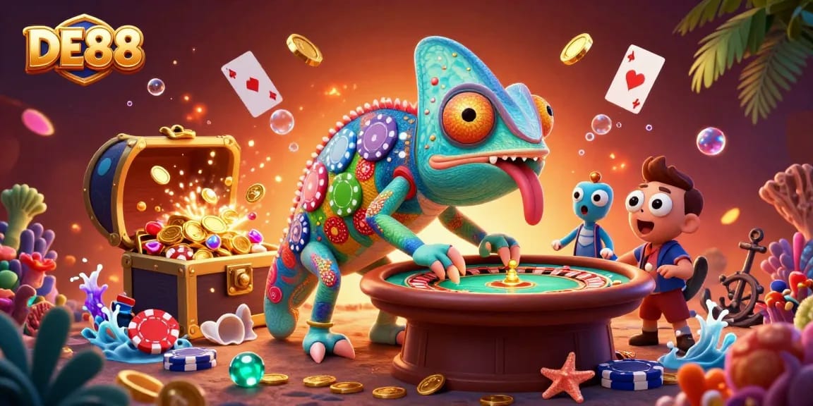 Enjoy thrilling gaming action at DE88, featuring vibrant casino characters and dynamic gameplay.