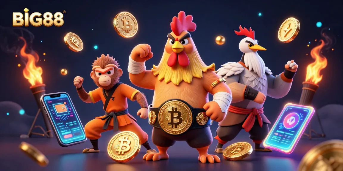 Engage with BIG88's vibrant online casino atmosphere featuring colorful characters and dynamic gaming elements.