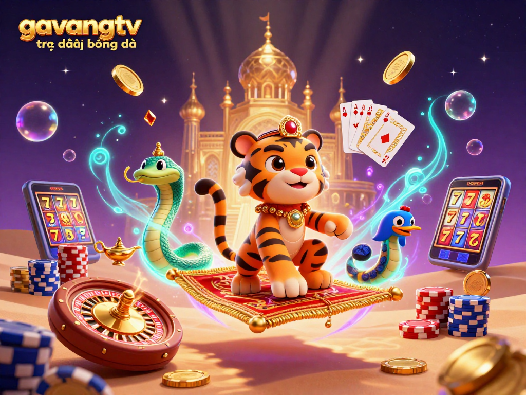 Experience thrilling action with gavangtv trực tiếp bóng đá, featuring a vibrant 3D casino scene.
