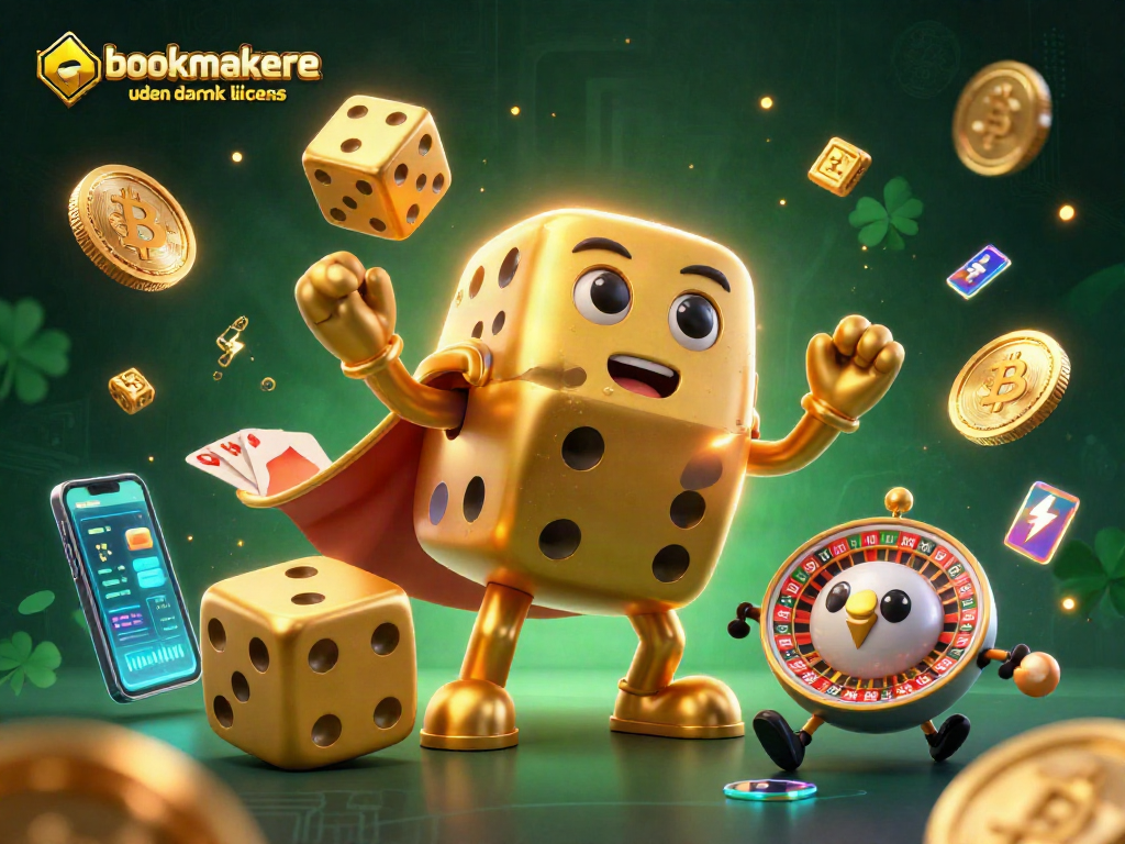 Experience excitement at bookmakere uden dansk licens with the colorful 3D casino themed illustration.