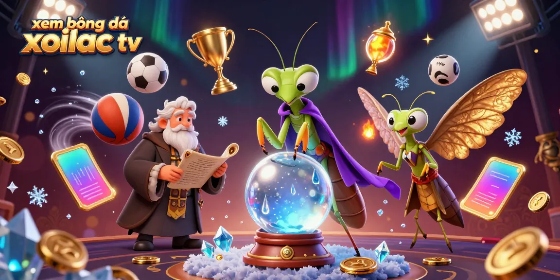 Engage in xem bóng đá xoilac tv with dynamic 3D characters and rich sports elements in a vibrant illustration.