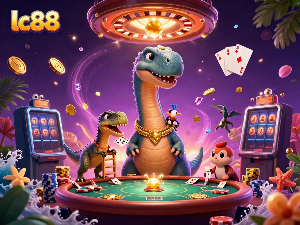 Experience the thrilling excitement of lc88 with cascading coins and vibrant casino elements.