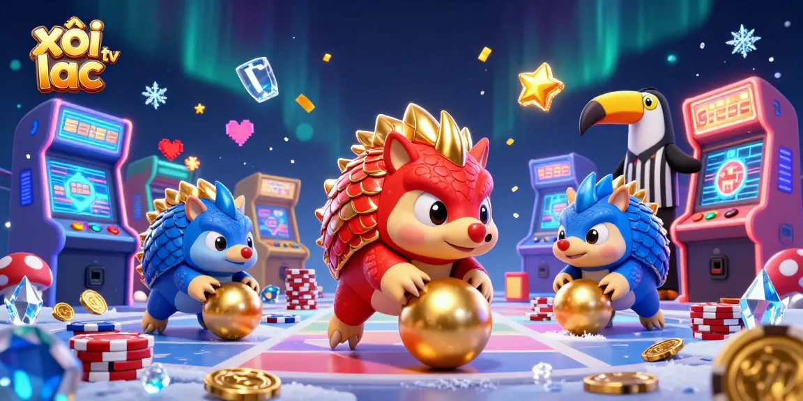 Spin and win with xôi lạc tv in this vibrant casino-themed 3D illustration showcasing friendly competition.