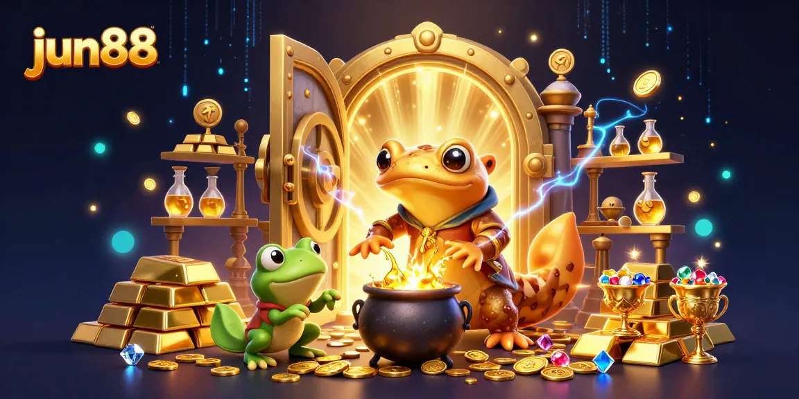 Win big at jun88 with dazzling treasures in this vibrant casino illustration.