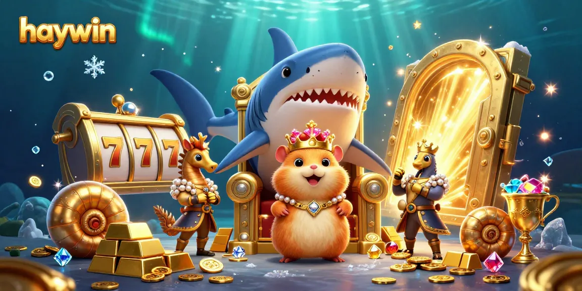 Experience the thrill of haywin with a vibrant 3D casino scene featuring a hamster king and slot games.