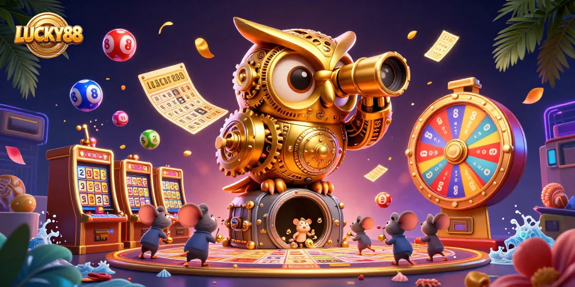 LUCKY88 ignites excitement with its bustling 3D casino scene filled with vibrant game elements.